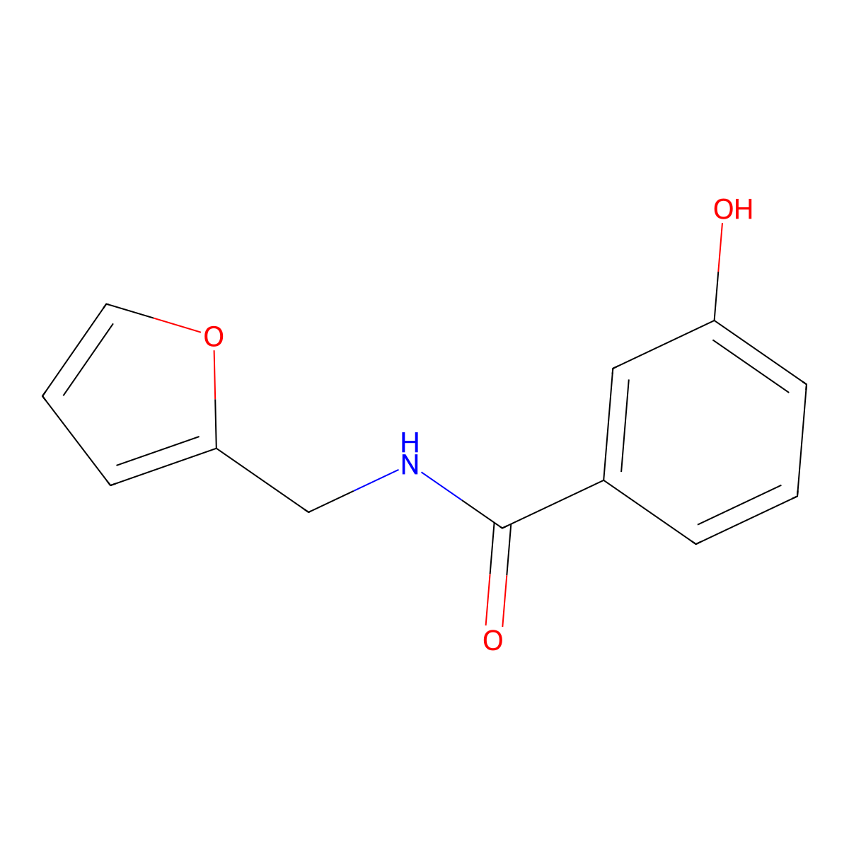 N-(furan-2-ylmethyl)-3-hydroxybenzamide molecular structure, CAS 1019466-38-6