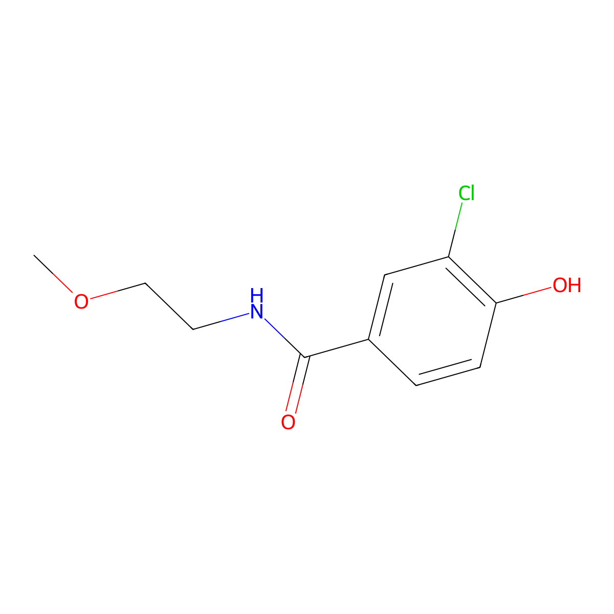 3-chloro-4-hydroxy-N-(2-methoxyethyl)benzamide molecular structure, CAS 1019466-53-5