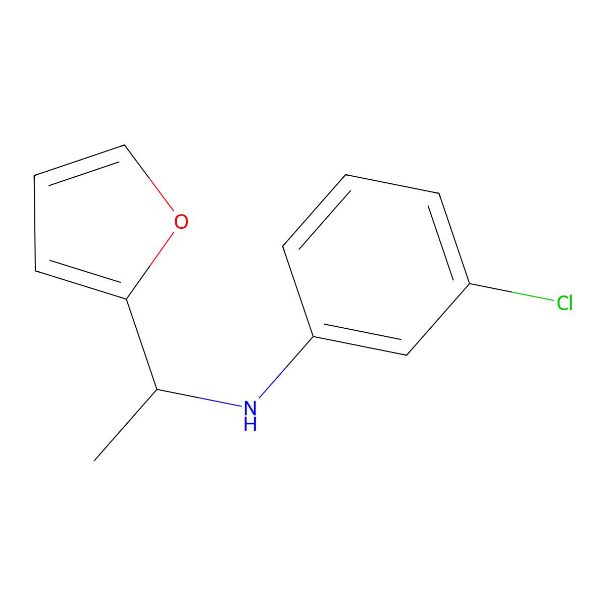 3-chloro-N-[1-(furan-2-yl)ethyl]aniline molecular structure, CAS 1019470-30-4