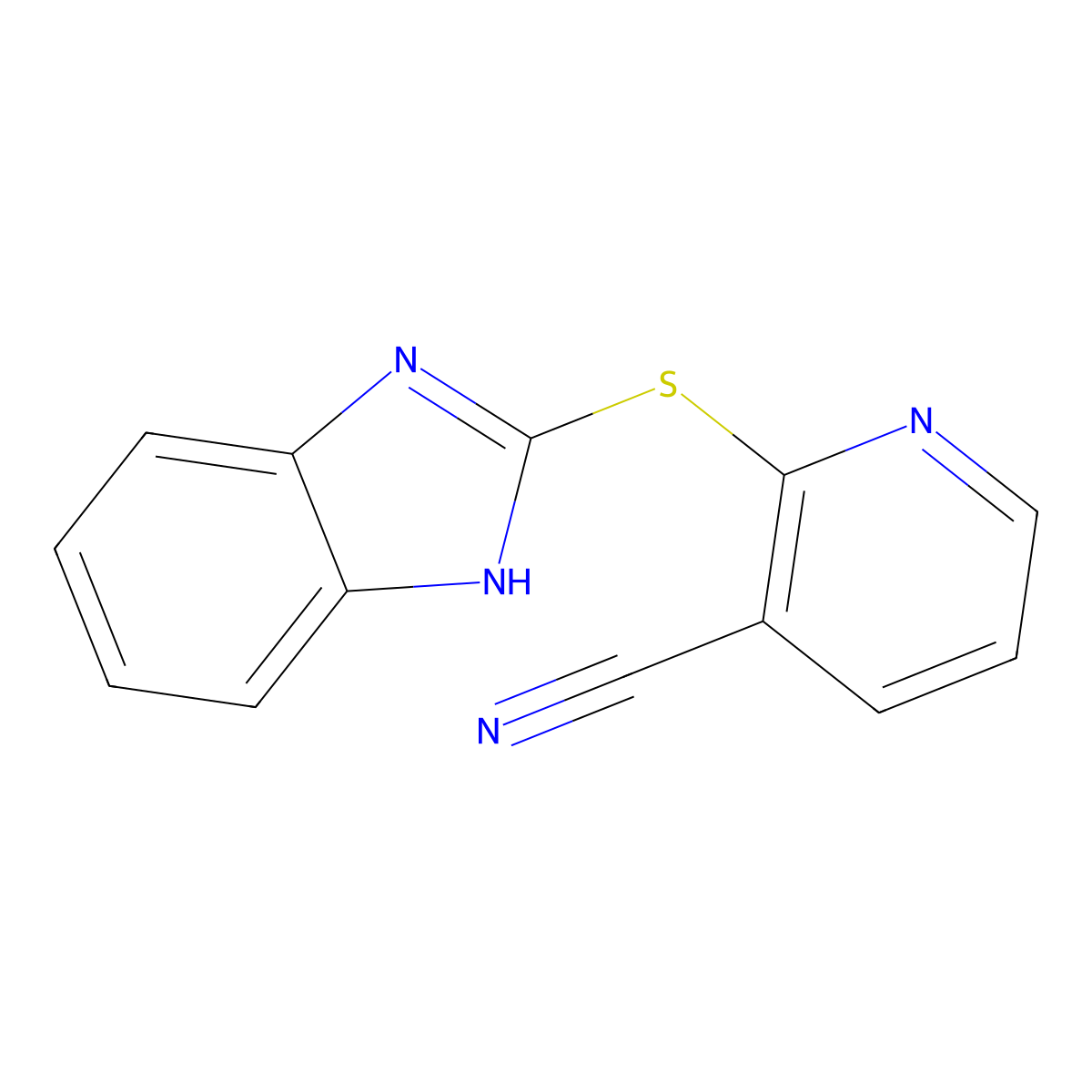2-(1H-benzimidazol-2-ylthio)nicotinonitrile molecular structure, CAS 1019473-54-1