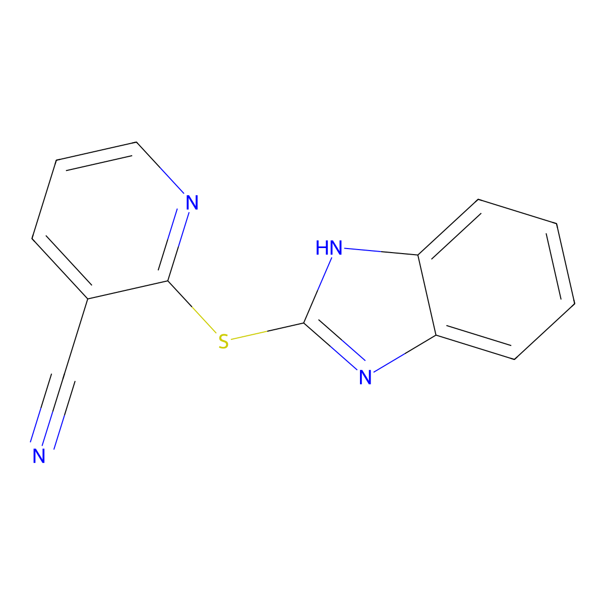 2-(1H-benzimidazol-2-ylthio)nicotinonitrile molecular structure, CAS 1019473-54-1