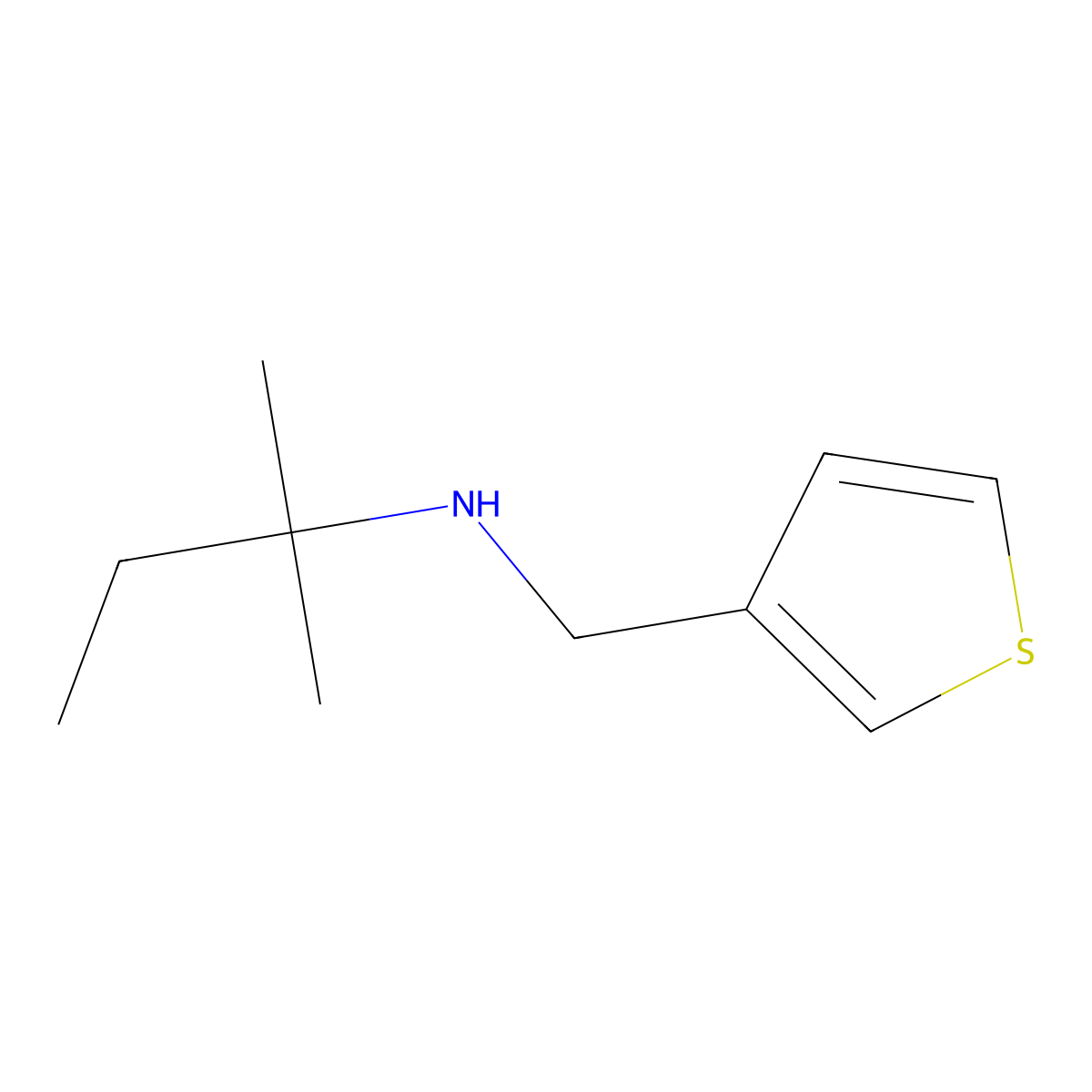(2-Methylbutan-2-yl)[(thiophen-3-yl)methyl]amine molecular structure, CAS 1019476-27-7