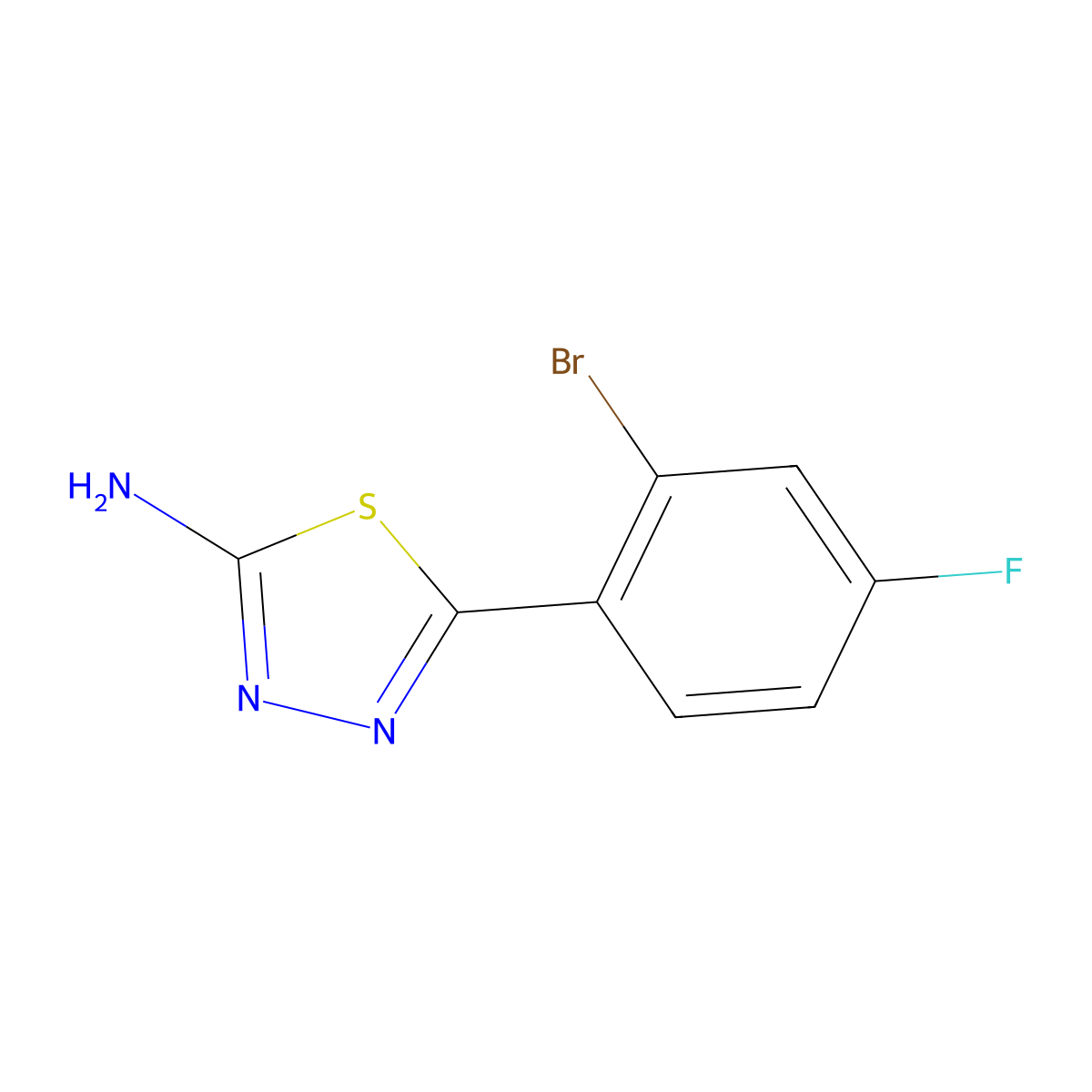 5-(2-Bromo-4-fluorophenyl)-1,3,4-thiadiazol-2-amine molecular structure, CAS 1019476-75-5