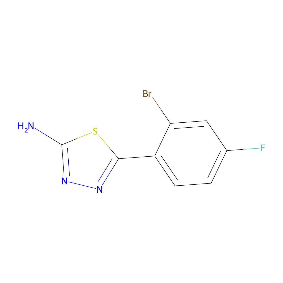 5-(2-Bromo-4-fluorophenyl)-1,3,4-thiadiazol-2-amine molecular structure, CAS 1019476-75-5