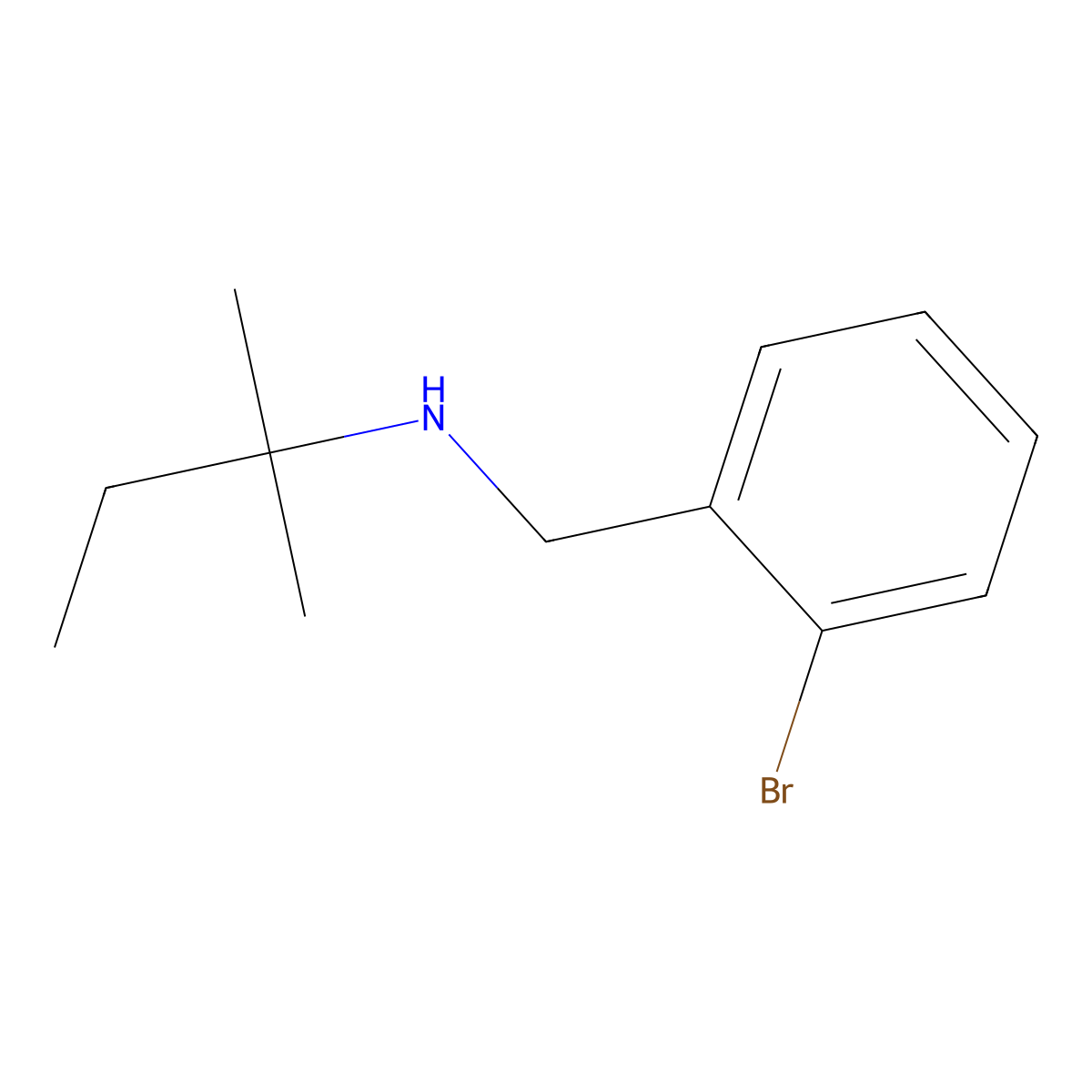 ((2-Bromophenyl)methyl)(2-methylbutan-2-yl)amine molecular structure, CAS 1019477-26-9