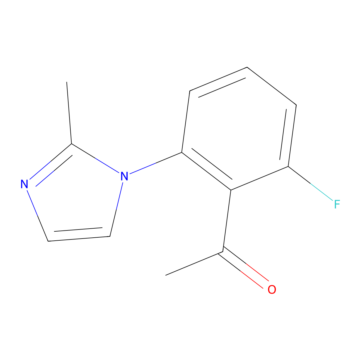 1-[2-fluoro-6-(2-methyl-1H-imidazol-1-yl)phenyl]ethan-1-one molecular structure, CAS 1019478-03-5