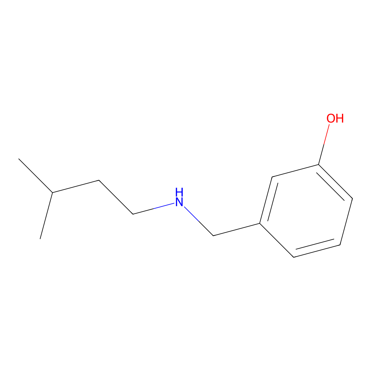 3-{[(3-Methylbutyl)amino]methyl}phenol molecular structure, CAS 1019478-70-6