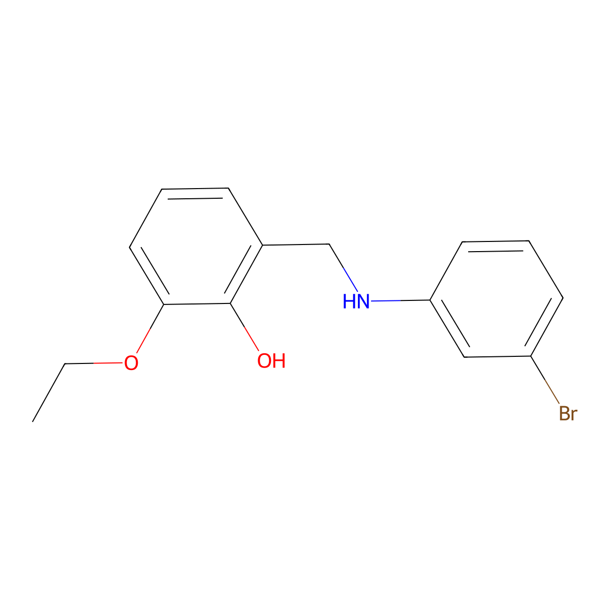 2-(((3-Bromophenyl)amino)methyl)-6-ethoxyphenol molecular structure, CAS 1019479-14-1