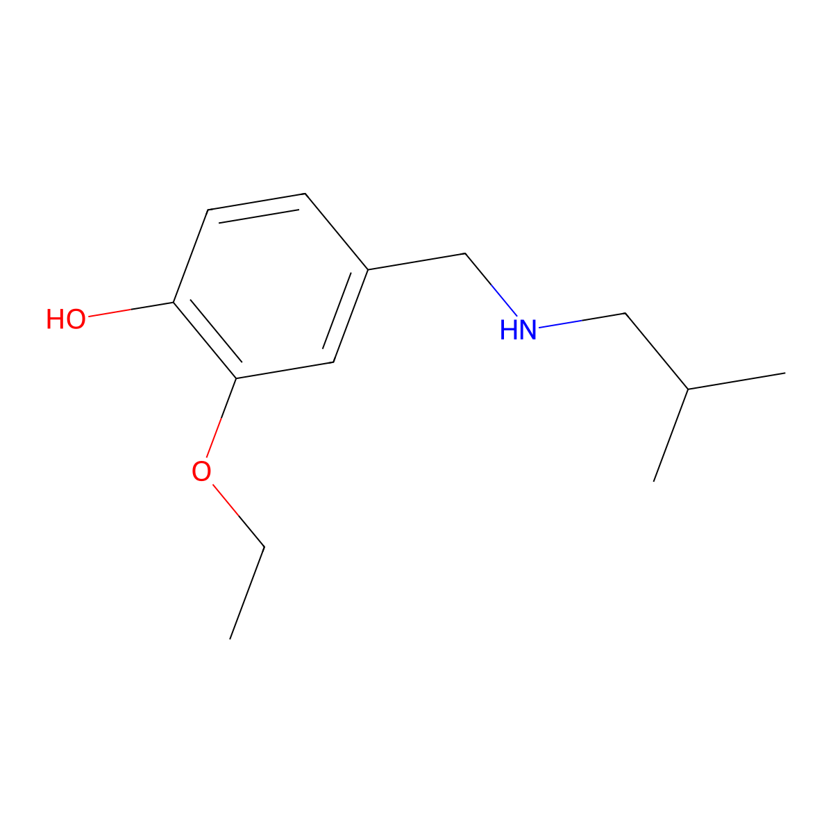 2-Ethoxy-4-{[(2-methylpropyl)amino]methyl}phenol molecular structure, CAS 1019480-59-1