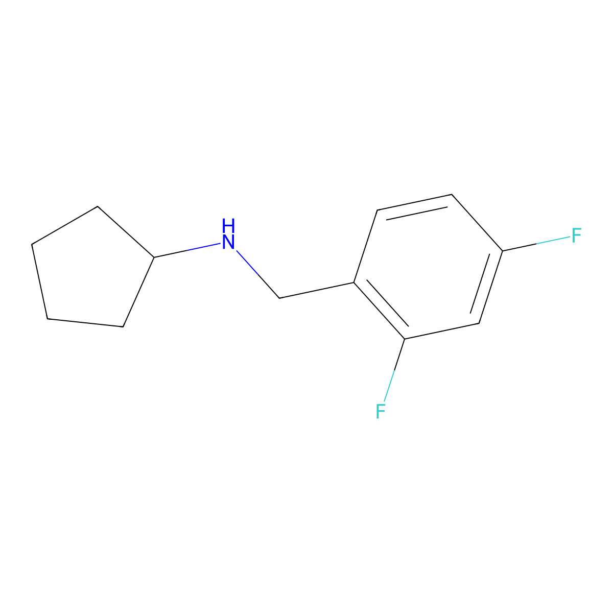 N-((2,4-difluorophenyl)methyl)cyclopentanamine molecular structure, CAS 1019481-58-3