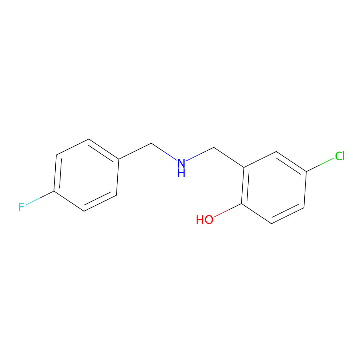 4-Chloro-2-{[(4-fluorobenzyl)amino]methyl}phenol molecular structure, CAS 1019481-63-0