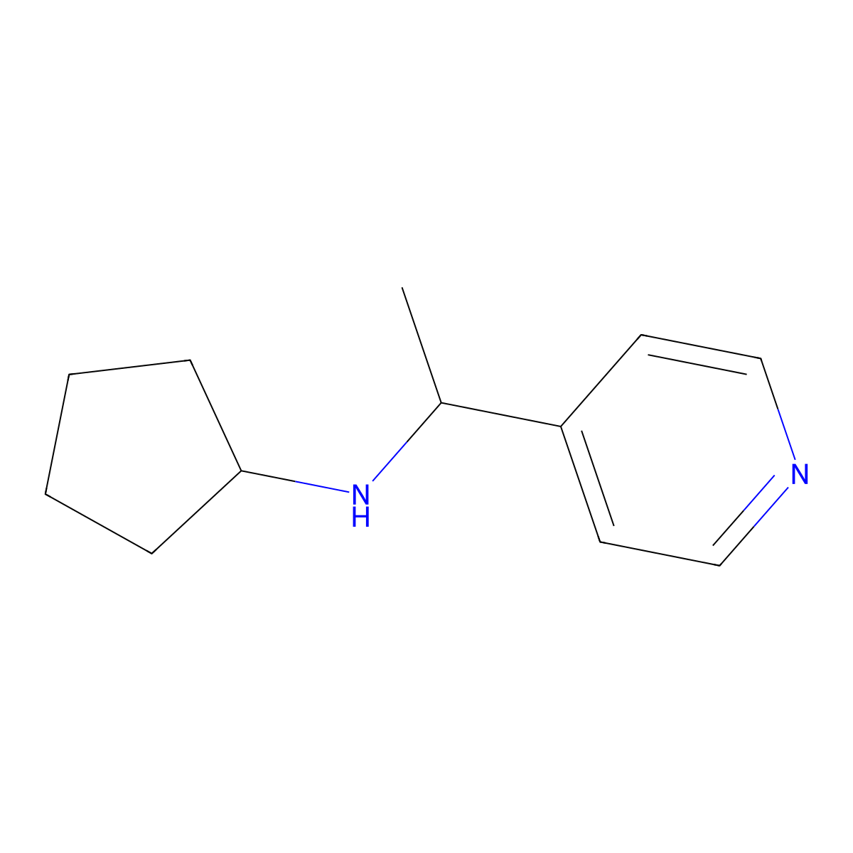 N-[1-(pyridin-4-yl)ethyl]cyclopentanamine molecular structure, CAS 1019481-85-6