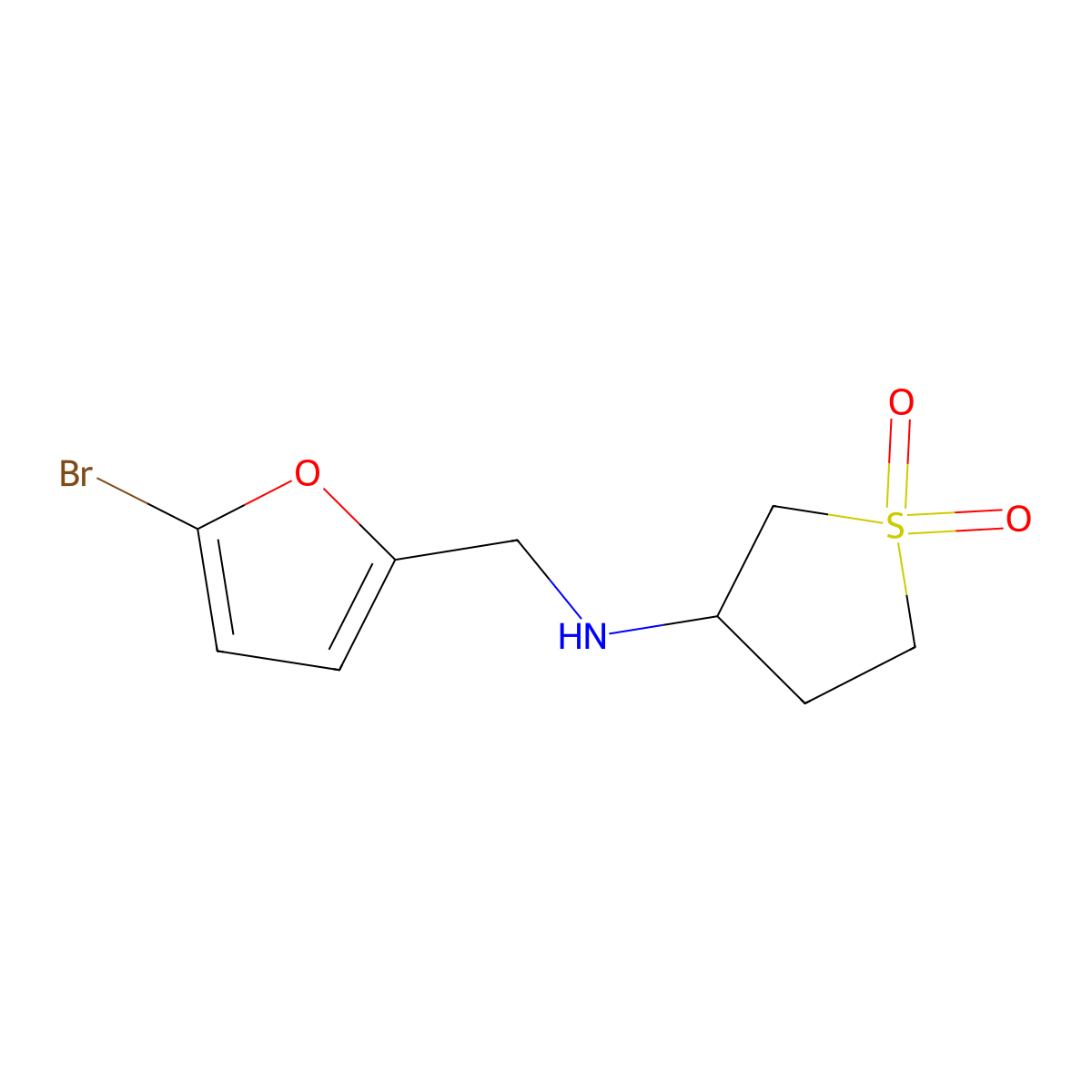 3-{[(5-Bromo-2-furyl)methyl]amino}thiolane-1,1-dione molecular structure, CAS 1019483-44-3