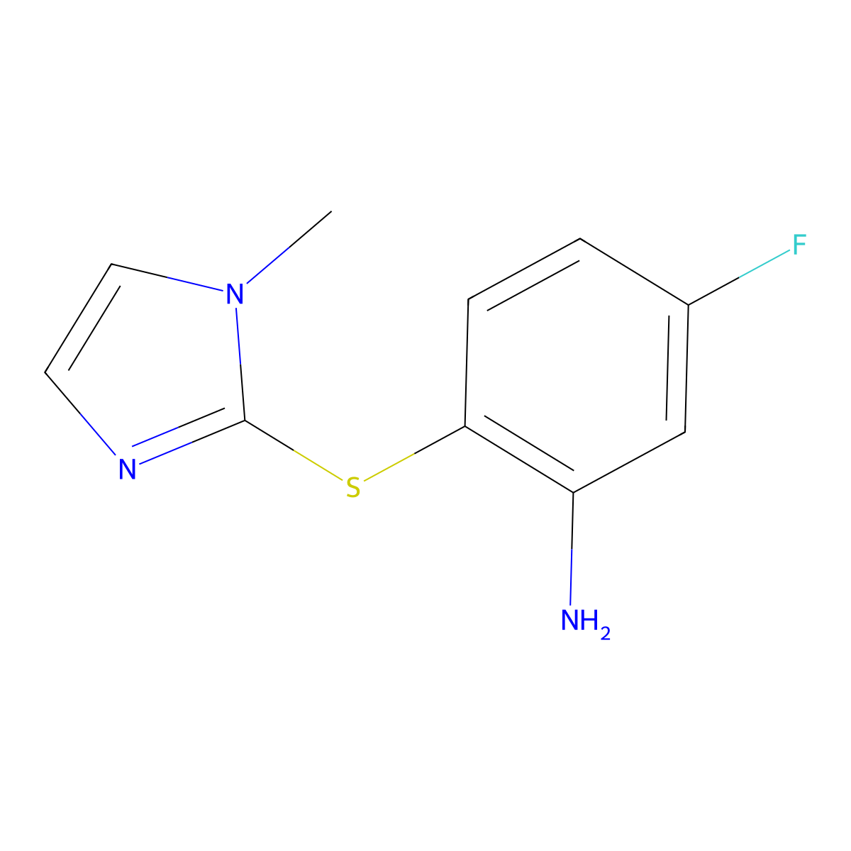 5-fluoro-2-[(1-methyl-1H-imidazol-2-yl)sulfanyl]aniline molecular structure, CAS 1019484-54-8