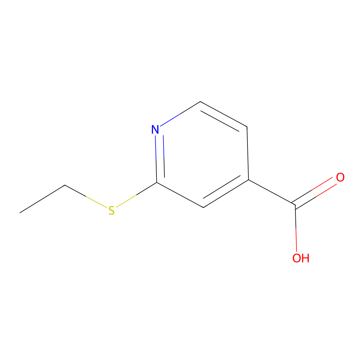 2-(Ethylsulfanyl)pyridine-4-carboxylic acid molecular structure, CAS 1019485-25-6