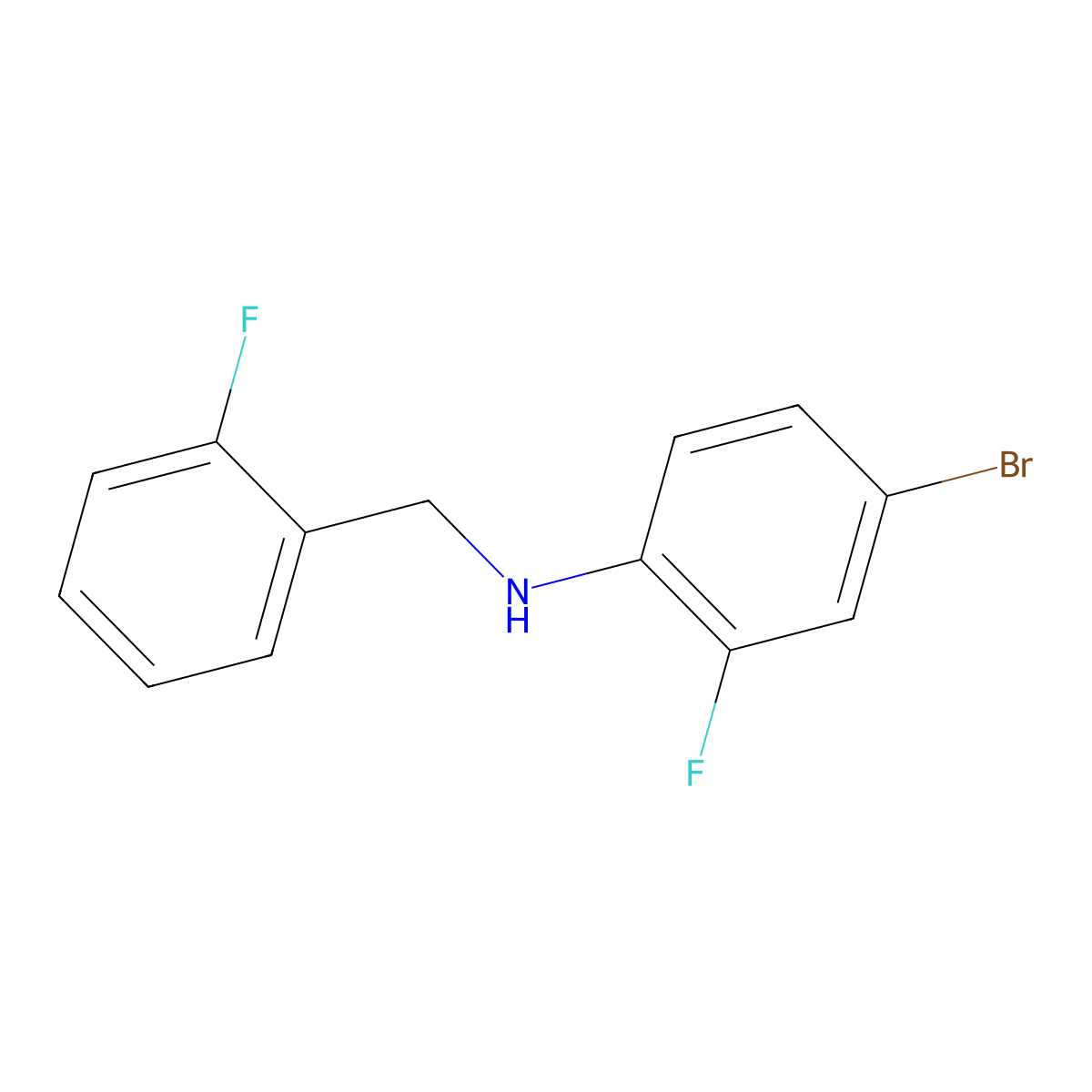 2-Fluoro-4-bromo-N-(2-fluorobenzyl)aniline molecular structure, CAS 1019487-40-1