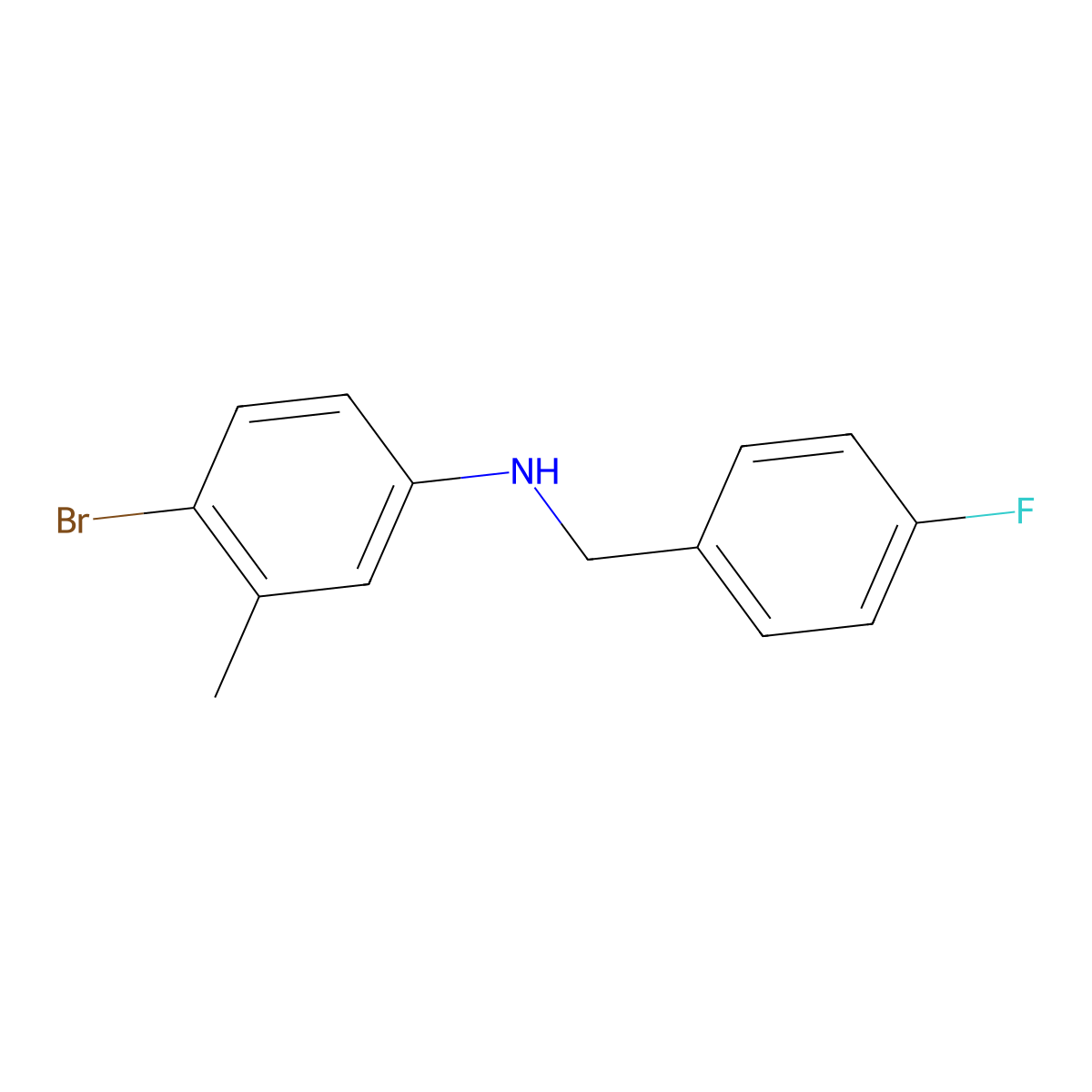 4-Bromo-N-(4-fluorobenzyl)-3-methylaniline molecular structure, CAS 1019487-46-7