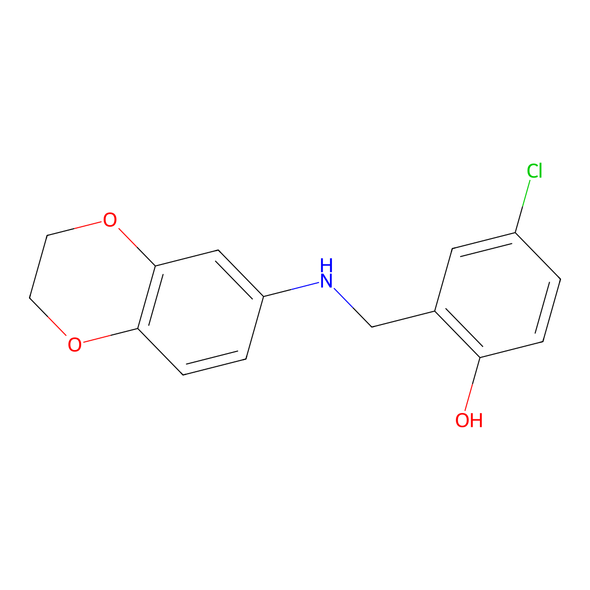 4-Chloro-2-[(2,3-dihydro-1,4-benzodioxin-6-ylamino)methyl]phenol molecular structure, CAS 1019487-47-8