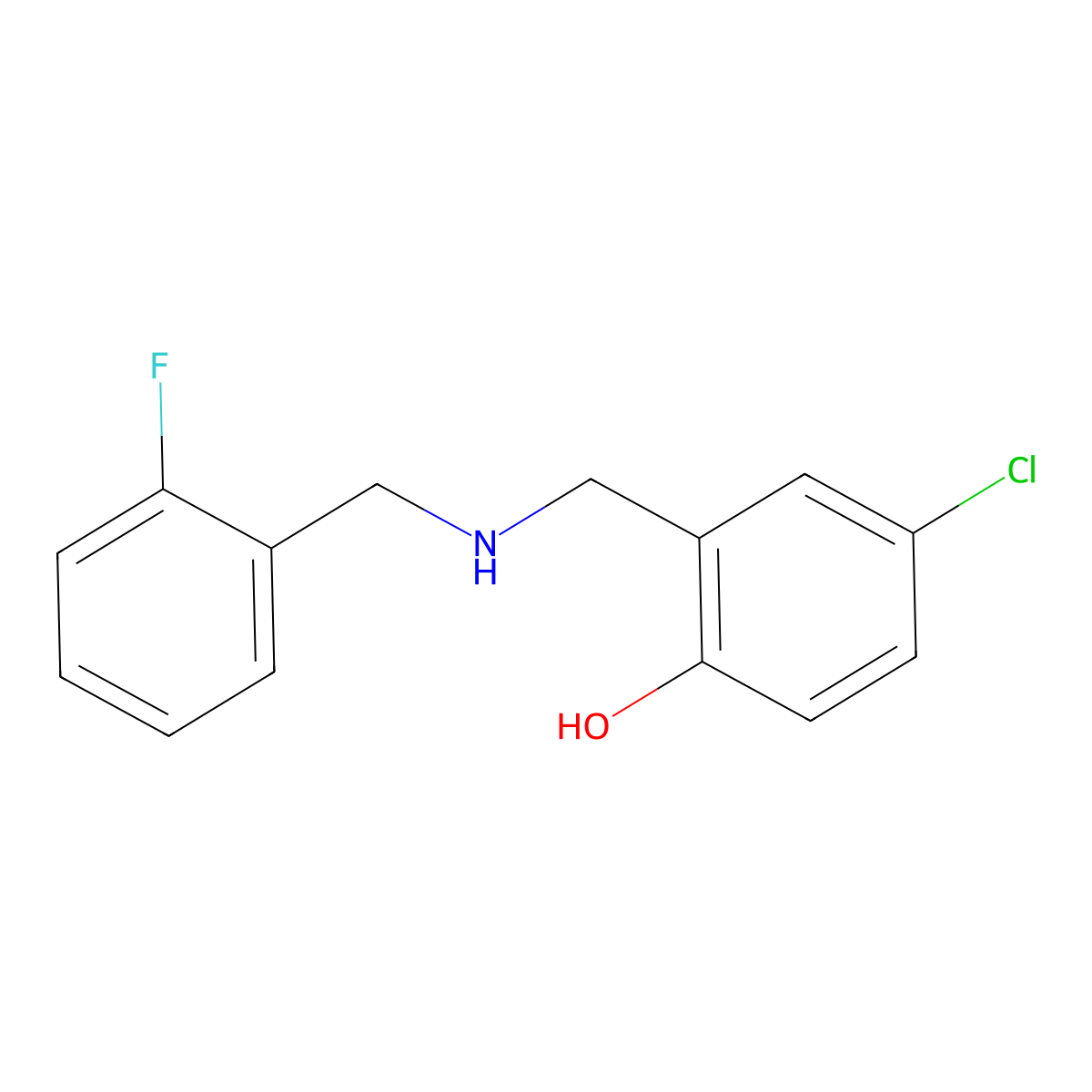 4-Chloro-2-{[(2-fluorobenzyl)amino]methyl}phenol molecular structure, CAS 1019487-66-1
