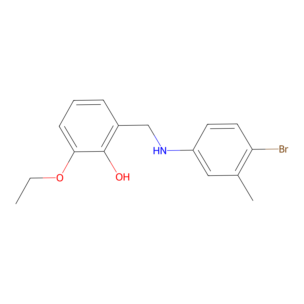 2-{[(4-Bromo-3-methylphenyl)amino]methyl}-6-ethoxyphenol molecular structure, CAS 1019487-70-7