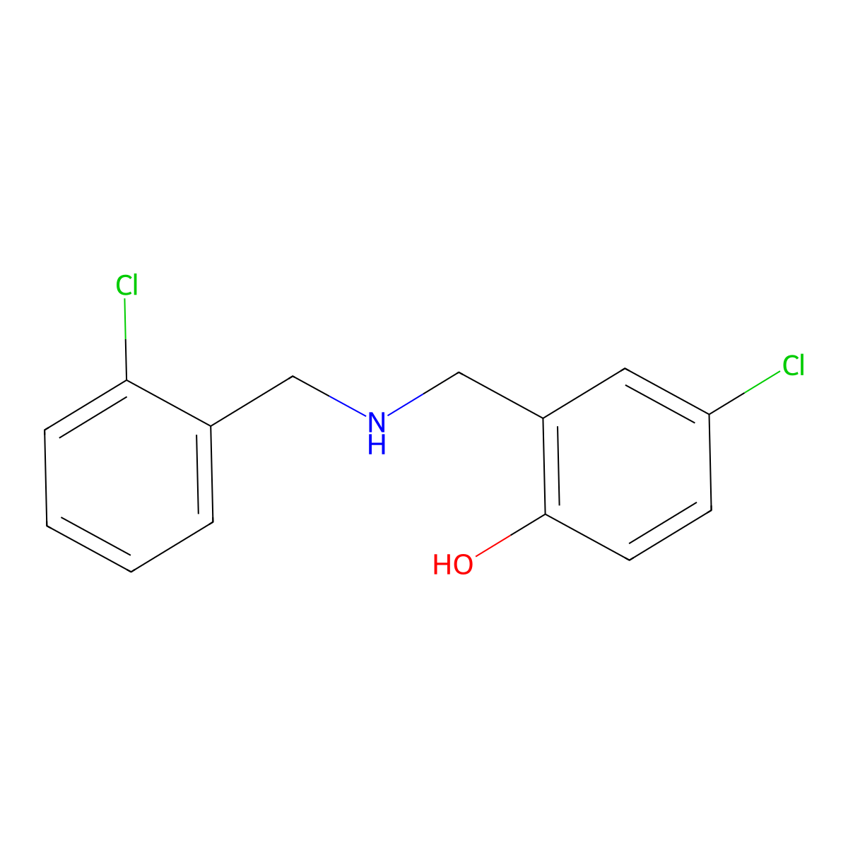 4-Chloro-2-{[(2-chlorobenzyl)amino]methyl}phenol molecular structure, CAS 1019488-38-0