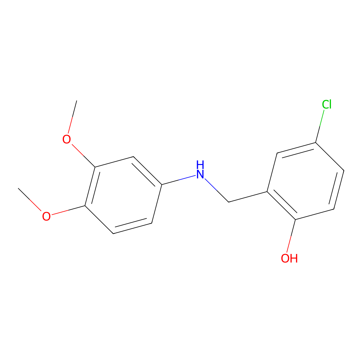 4-Chloro-2-{[(3,4-dimethoxyphenyl)amino]methyl}phenol molecular structure, CAS 1019489-24-7