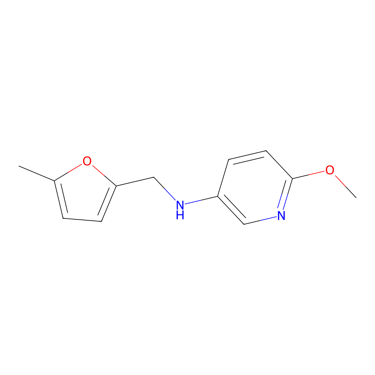 6-Methoxy-N-((5-methylfuran-2-yl)methyl)pyridin-3-amine molecular structure, CAS 1019490-69-7