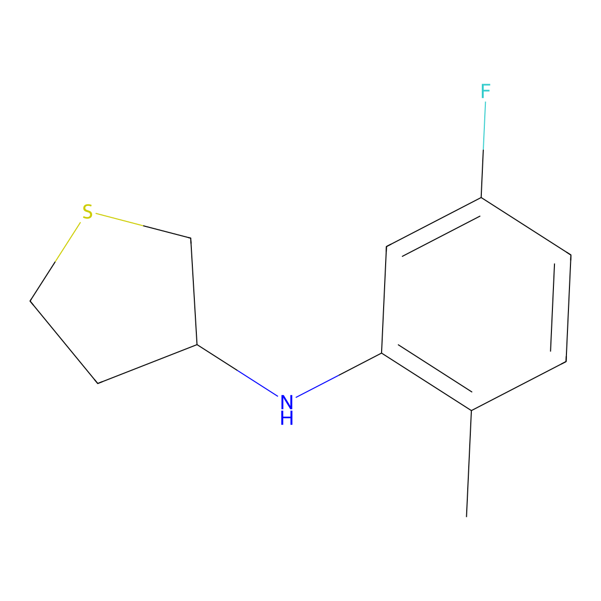 N-(5-fluoro-2-methylphenyl)thiolan-3-amine molecular structure, CAS 1019490-79-9
