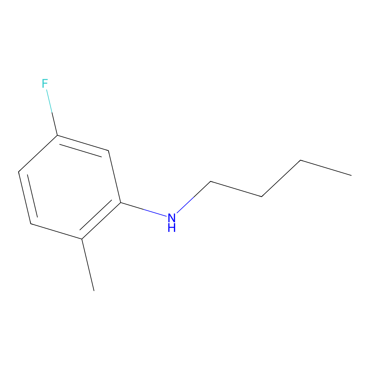 N-butyl-5-fluoro-2-methylaniline molecular structure, CAS 1019491-30-5