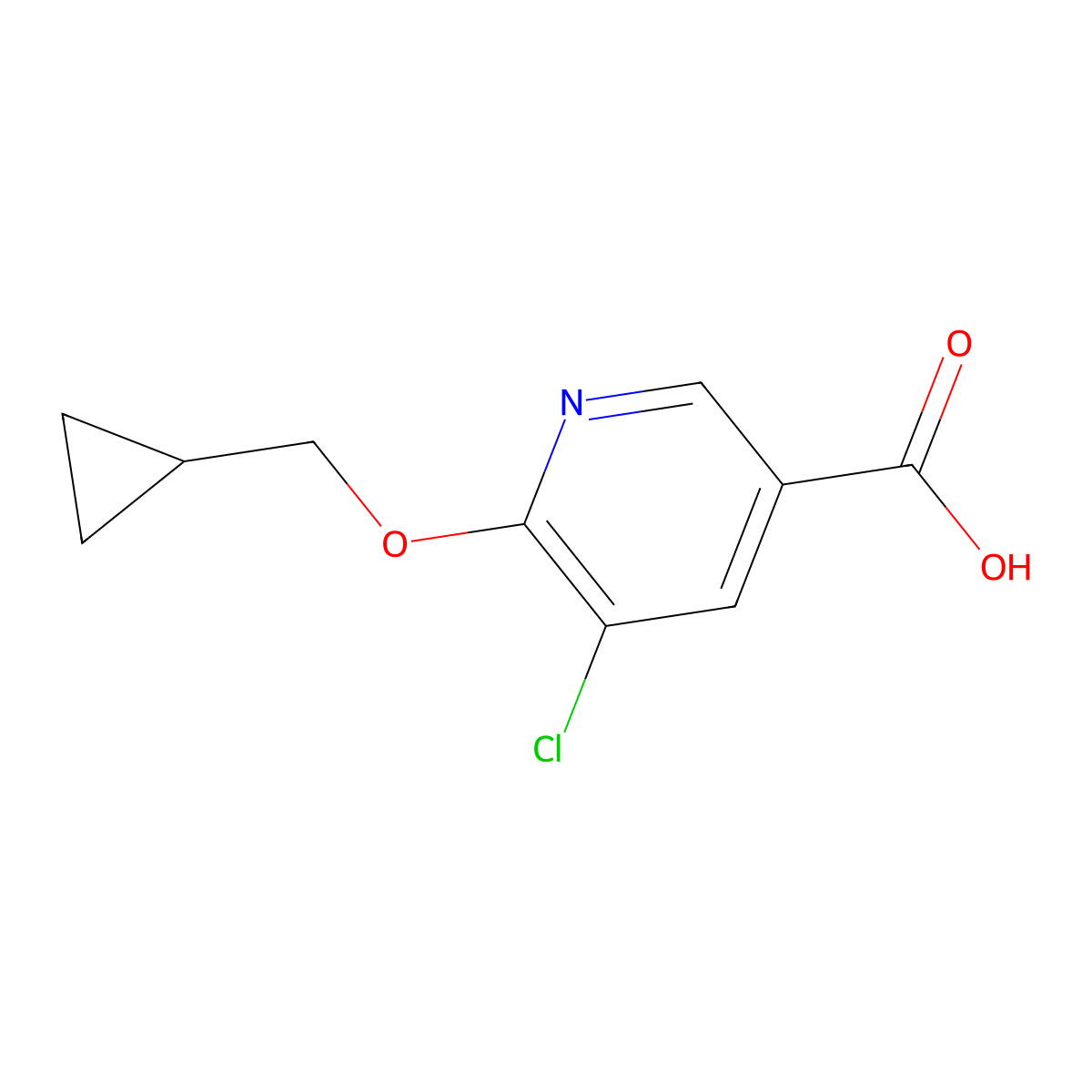 5-Chloro-6-(cyclopropylmethoxy)pyridine-3-carboxylic acid molecular structure, CAS 1019493-16-3