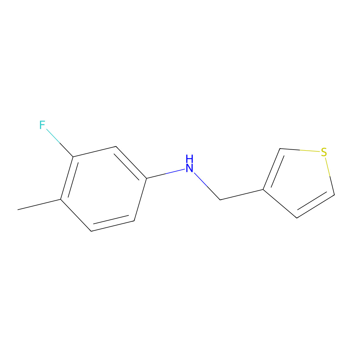3-fluoro-4-methyl-N-[(thiophen-3-yl)methyl]aniline molecular structure, CAS 1019493-19-6