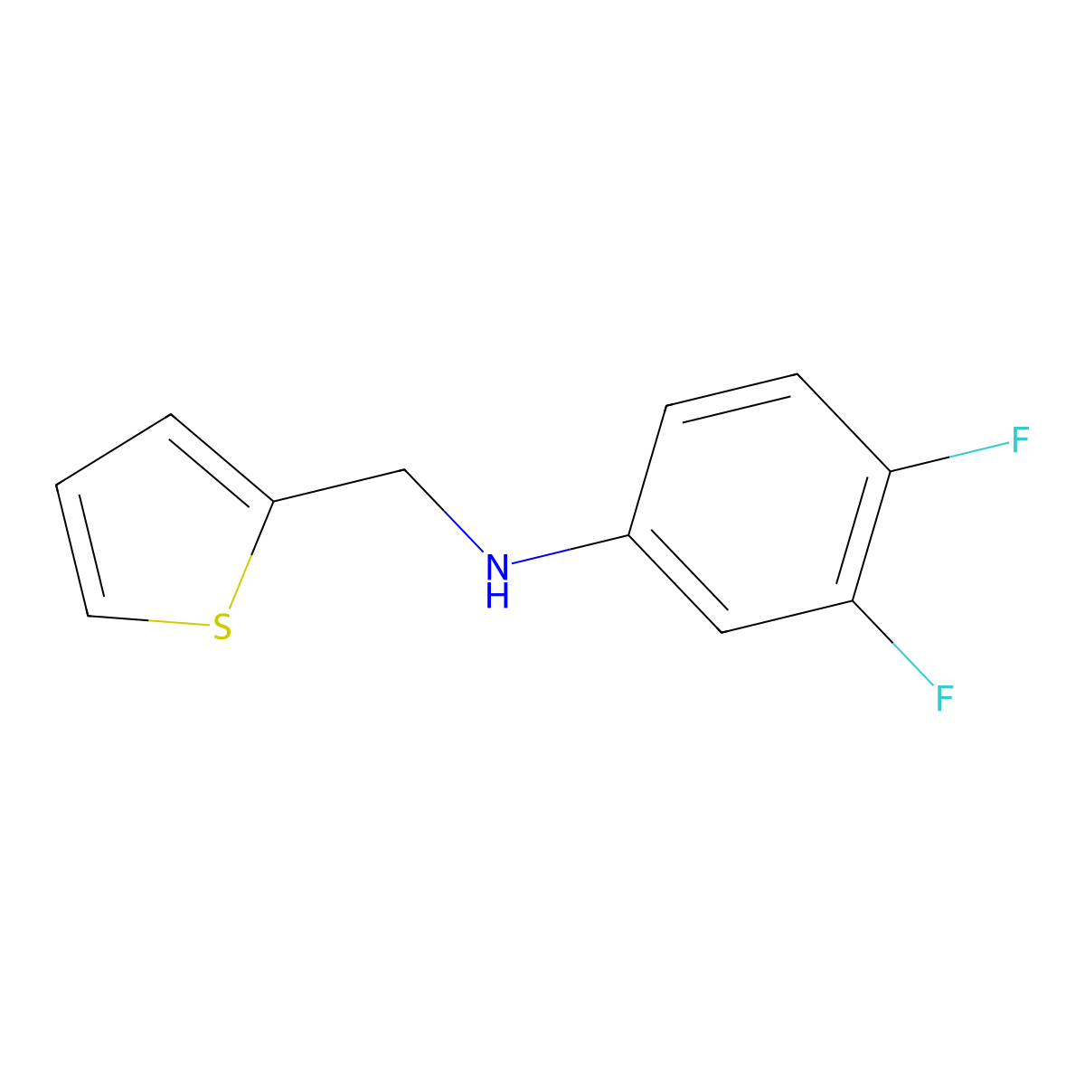 3,4-difluoro-N-(thiophen-2-ylmethyl)aniline molecular structure, CAS 1019494-57-5