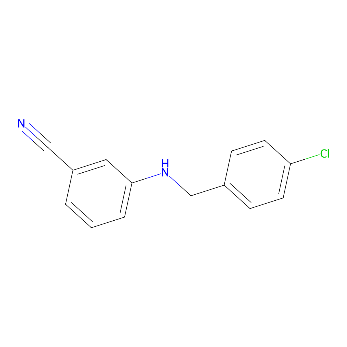 3-{[(4-Chlorophenyl)methyl]amino}benzonitrile molecular structure, CAS 1019495-79-4