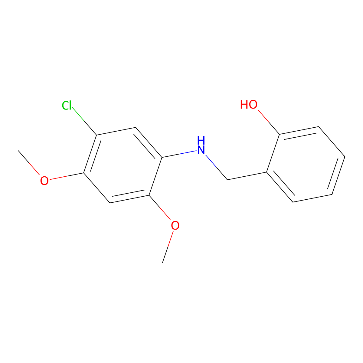 2-(((5-Chloro-2,4-dimethoxyphenyl)amino)methyl)phenol molecular structure, CAS 1019495-83-0