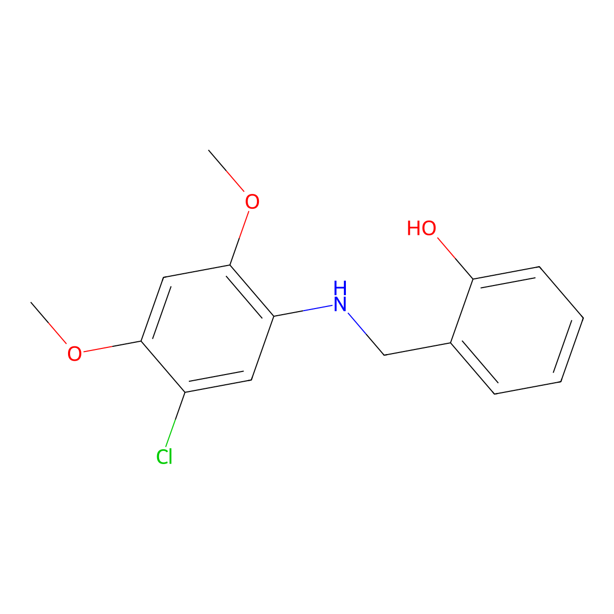 2-(((5-Chloro-2,4-dimethoxyphenyl)amino)methyl)phenol molecular structure, CAS 1019495-83-0