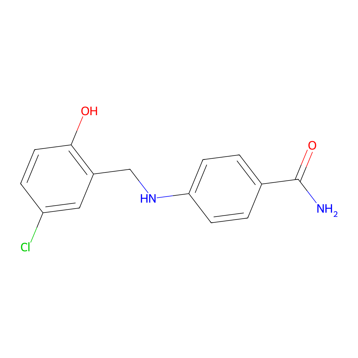 4-[(5-Chloro-2-hydroxybenzyl)amino]benzamide molecular structure, CAS 1019496-79-7