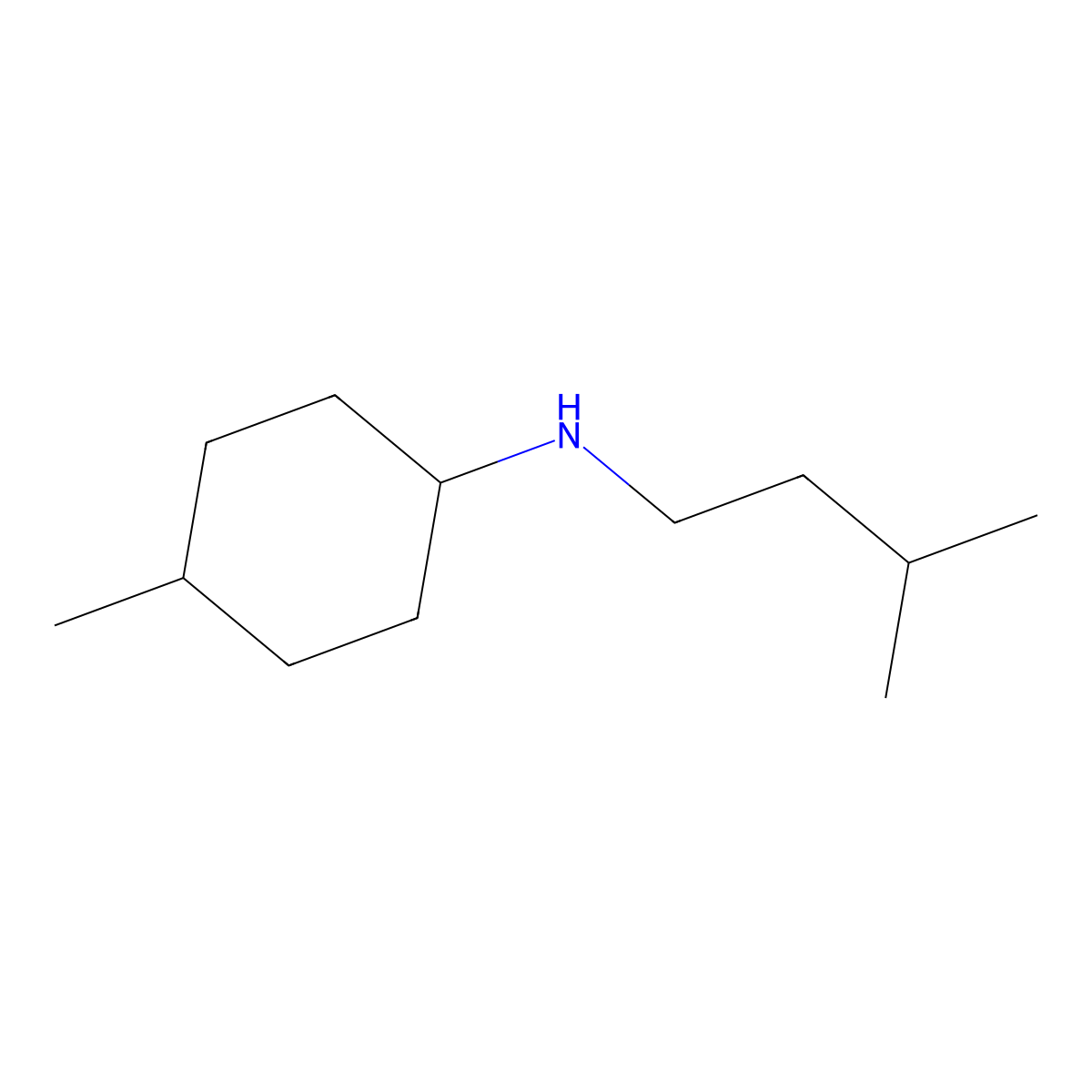 4-methyl-N-(3-methylbutyl)cyclohexan-1-amine molecular structure, CAS 1019497-29-0