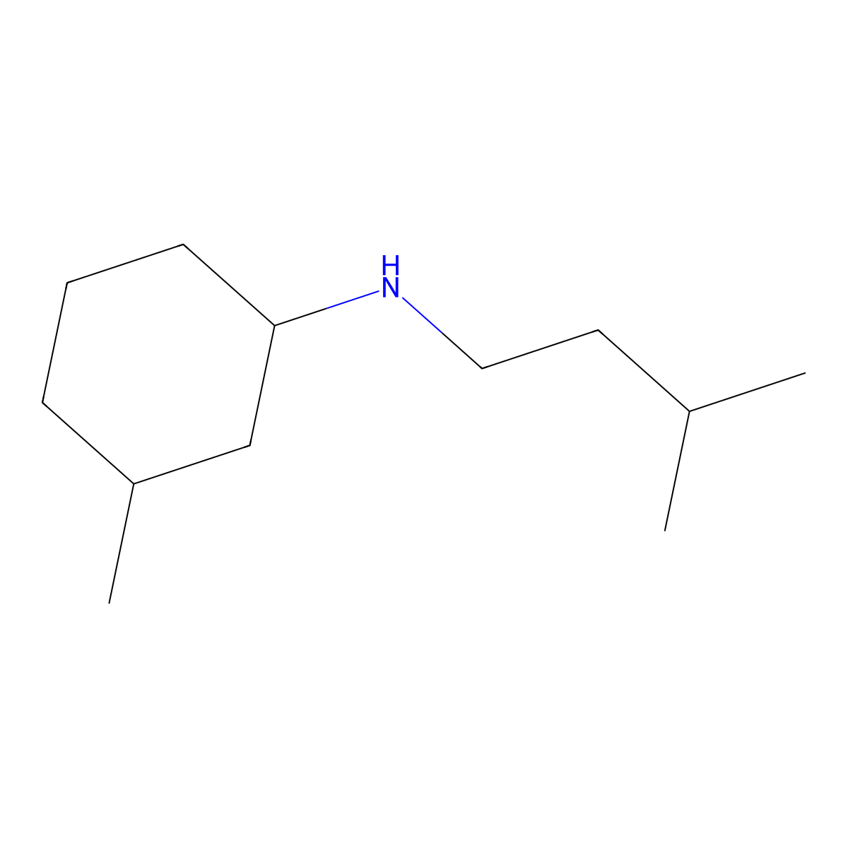 3-methyl-N-(3-methylbutyl)cyclohexan-1-amine molecular structure, CAS 1019497-35-8