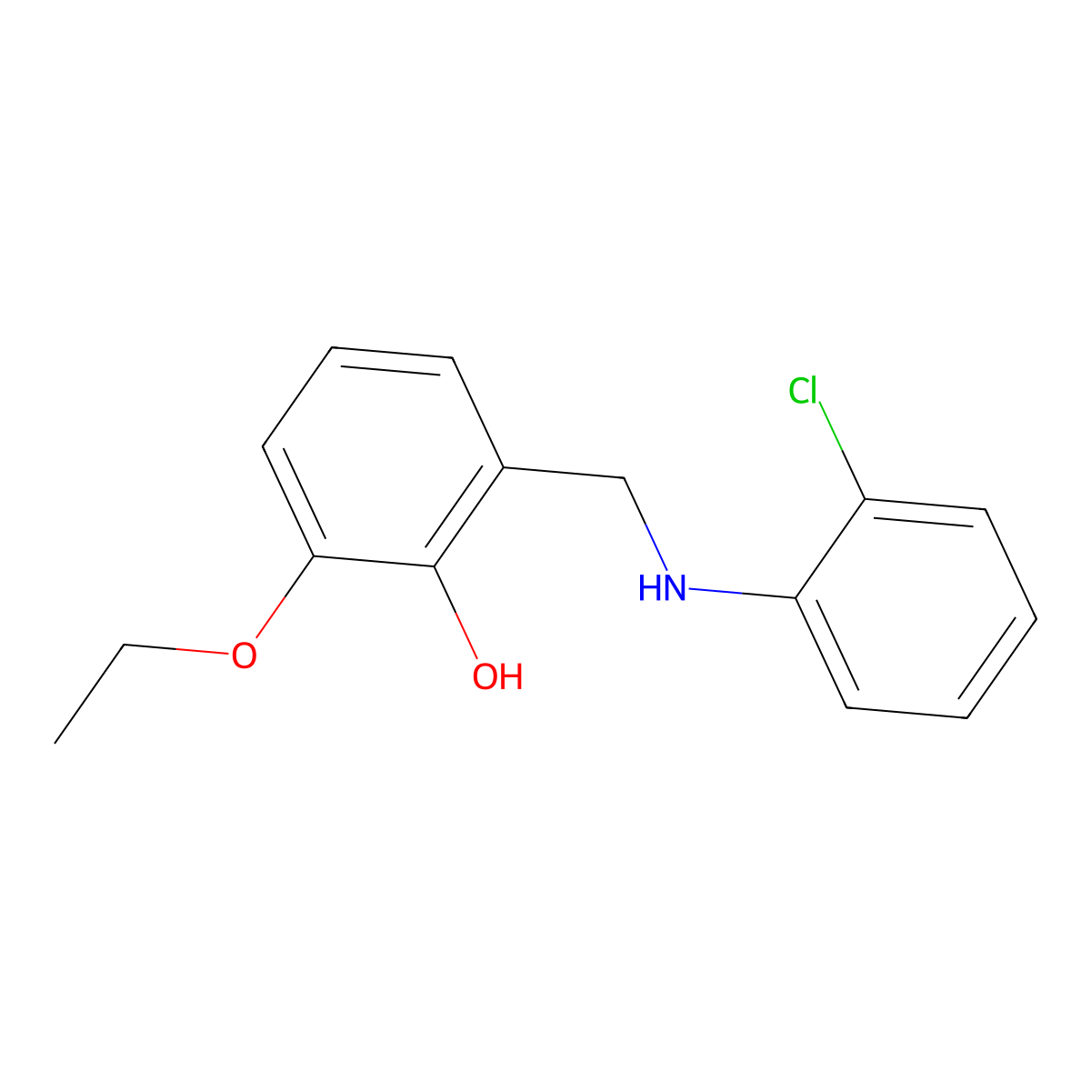 2-{[(2-Chlorophenyl)amino]methyl}-6-ethoxyphenol molecular structure, CAS 1019501-58-6