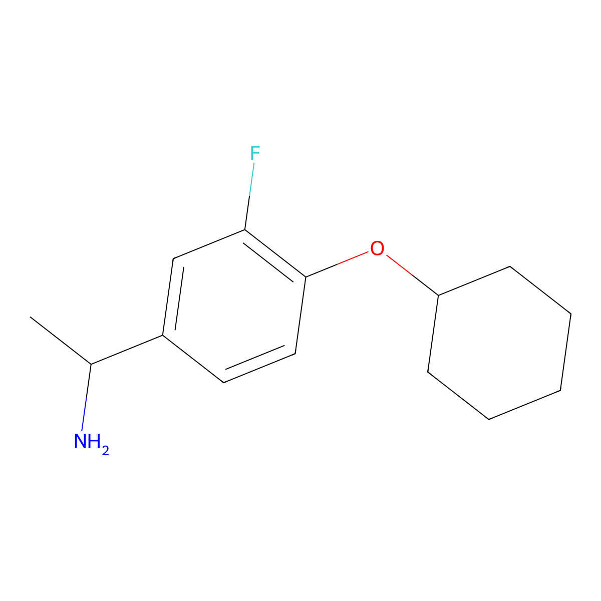1-[4-(Cyclohexyloxy)-3-fluorophenyl]ethan-1-amine molecular structure, CAS 1019503-62-8
