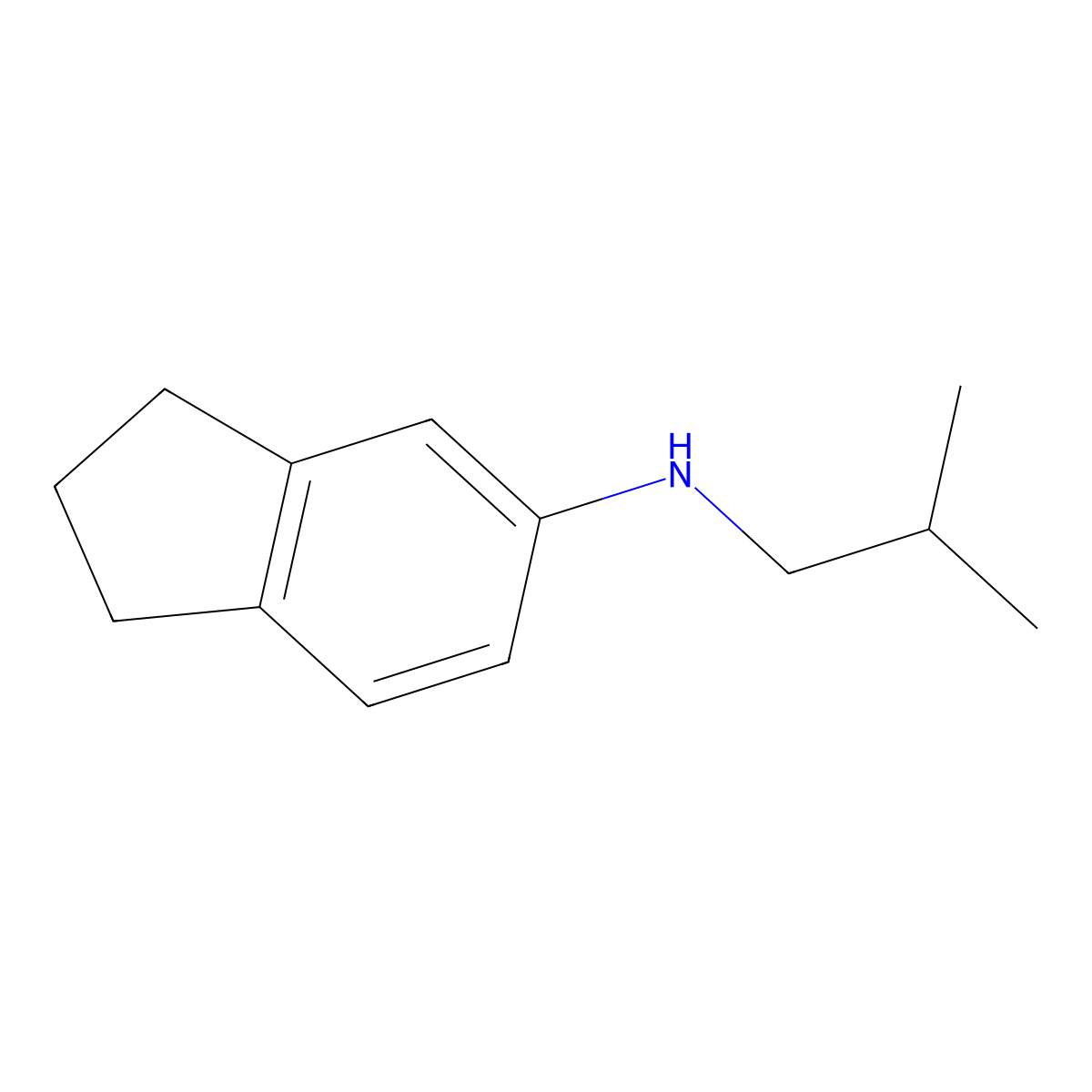 N-(2-methylpropyl)-2,3-dihydro-1H-inden-5-amine molecular structure, CAS 1019504-00-7