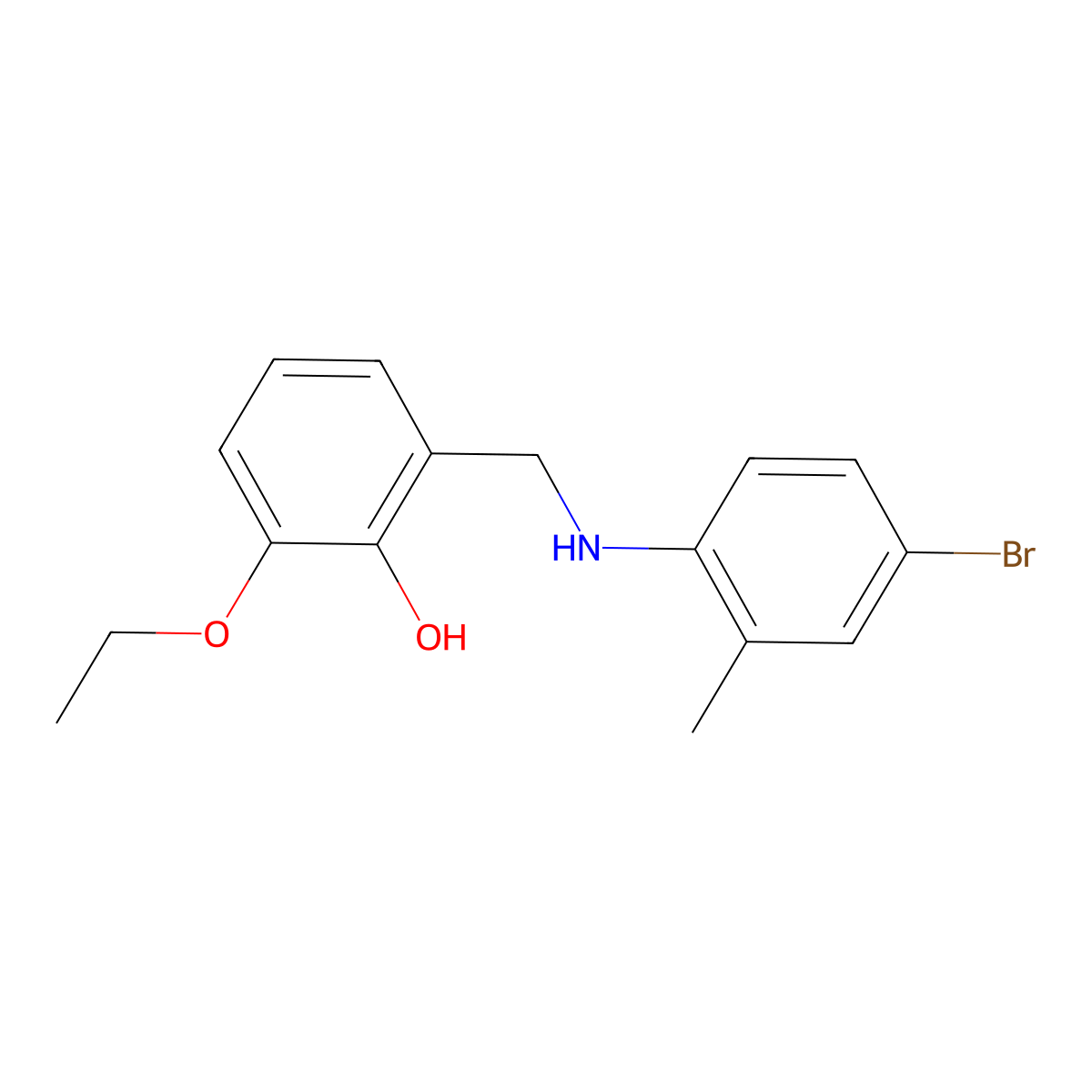 2-{[(4-Bromo-2-methylphenyl)amino]methyl}-6-ethoxyphenol molecular structure, CAS 1019504-10-9