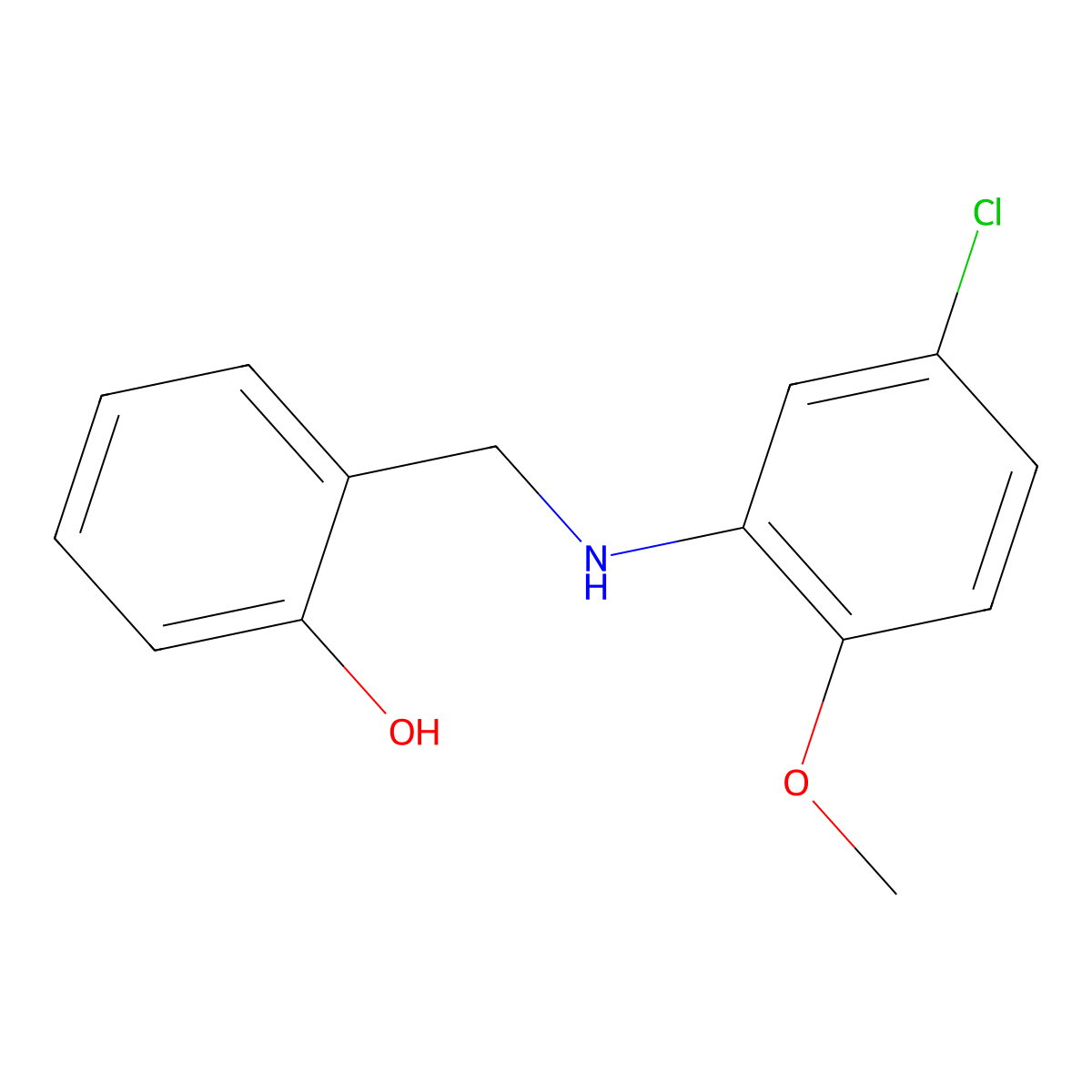 2-{[(5-Chloro-2-methoxyphenyl)amino]methyl}phenol molecular structure, CAS 1019504-59-6