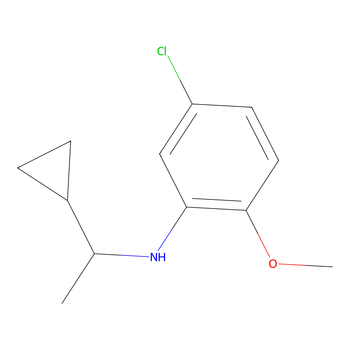 5-chloro-N-(1-cyclopropylethyl)-2-methoxyaniline molecular structure, CAS 1019504-68-7