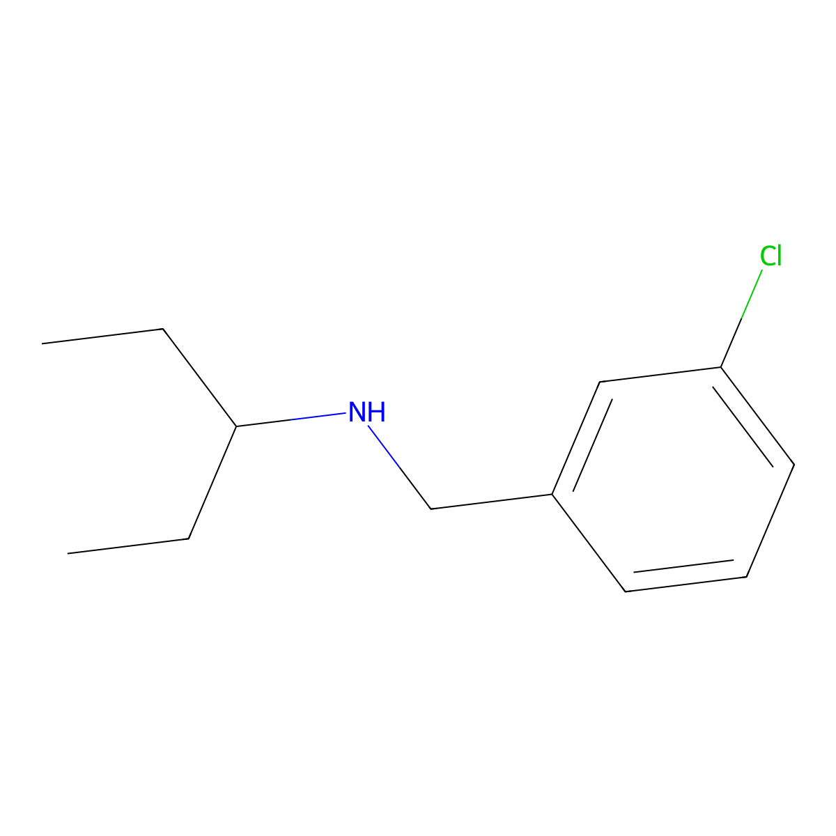 [(3-Chlorophenyl)methyl](pentan-3-YL)amine molecular structure, CAS 1019505-13-5