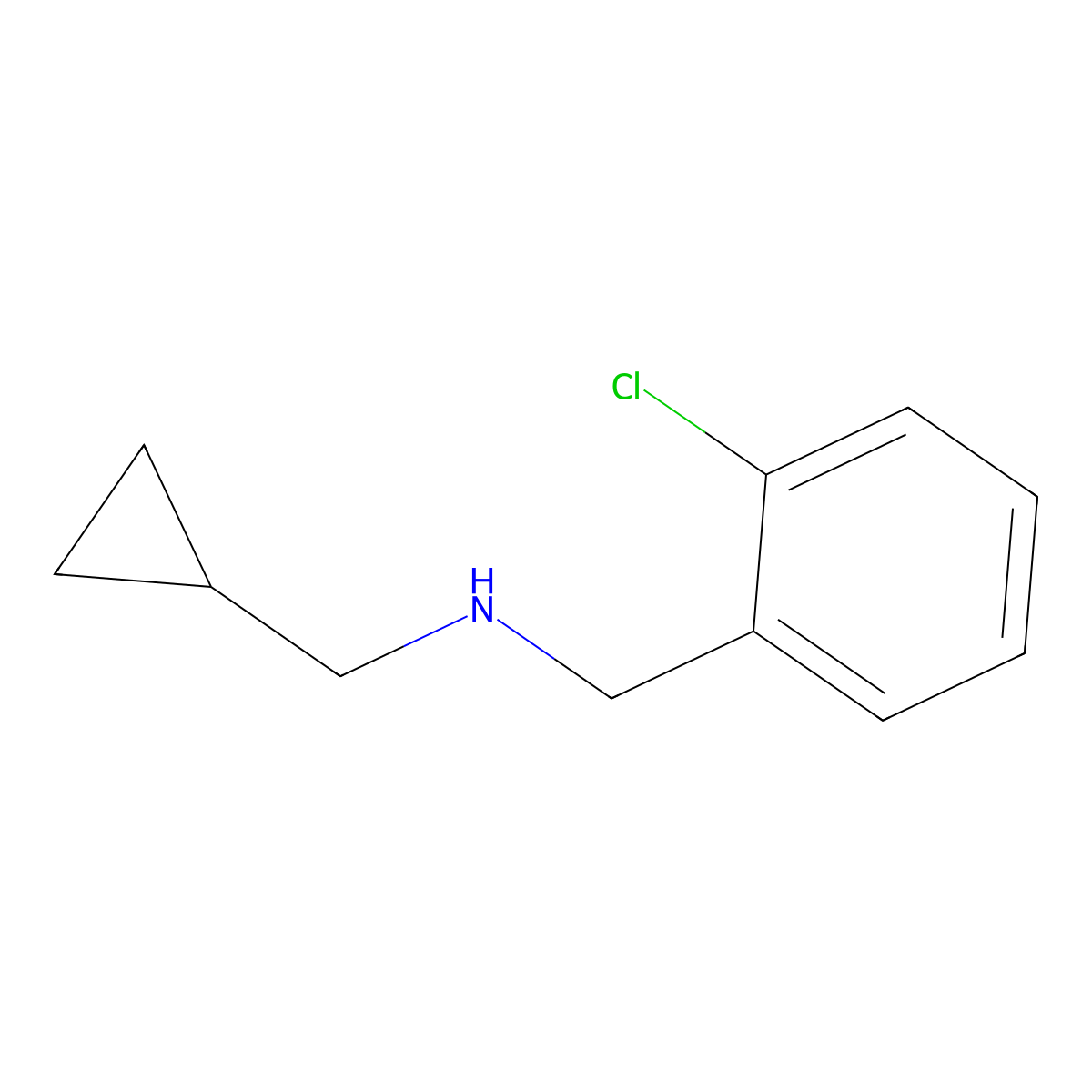 ((2-Chlorophenyl)methyl)(cyclopropylmethyl)amine molecular structure, CAS 1019506-73-0