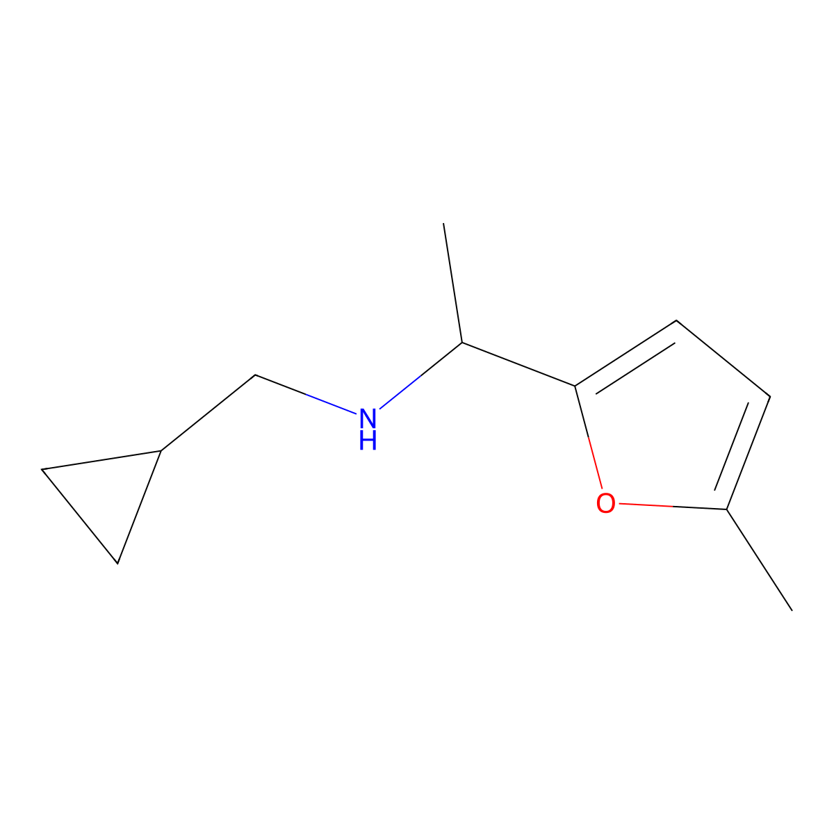 (Cyclopropylmethyl)[1-(5-methylfuran-2-YL)ethyl]amine molecular structure, CAS 1019507-53-9