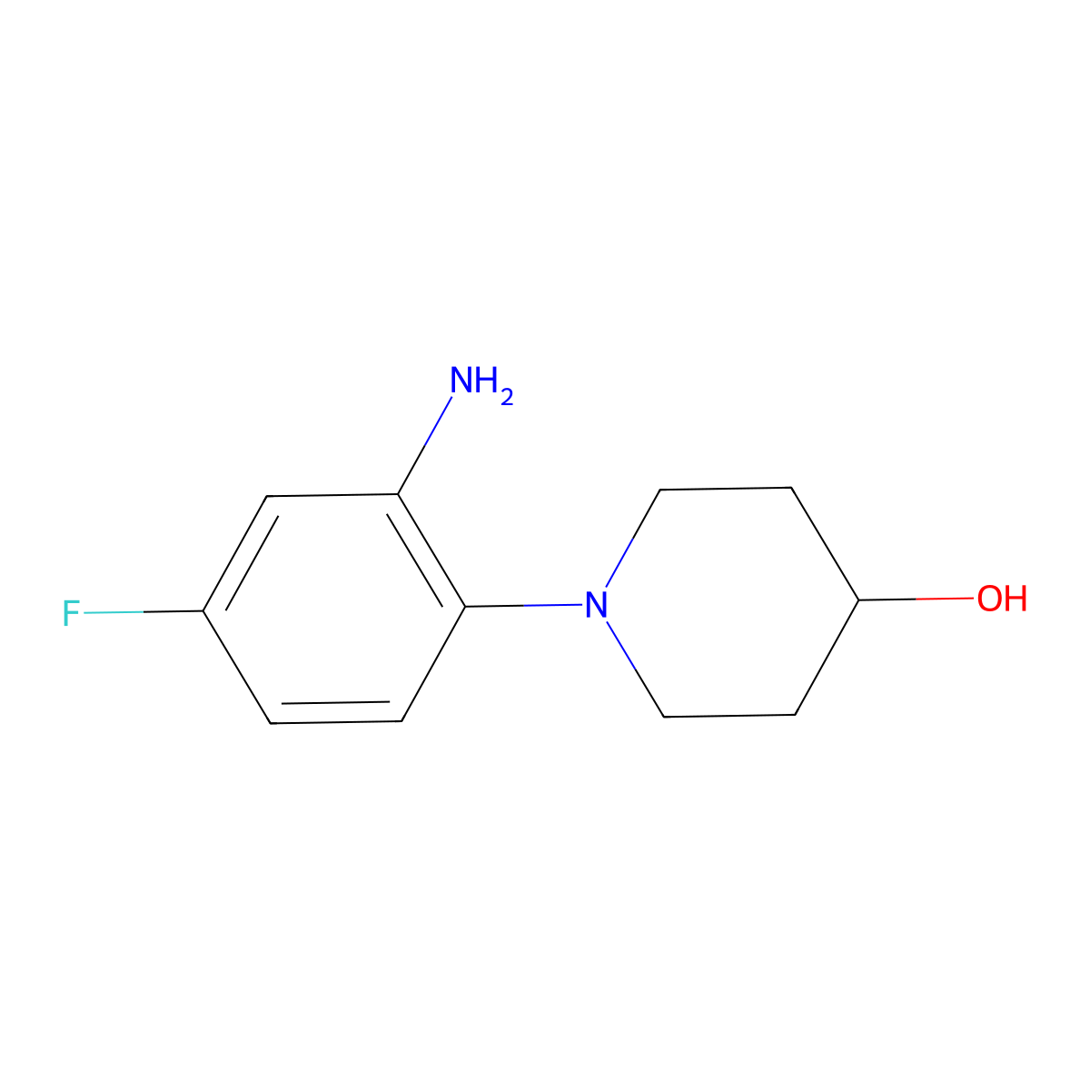1-(2-Amino-4-fluorophenyl)piperidin-4-ol molecular structure, CAS 1019507-61-9