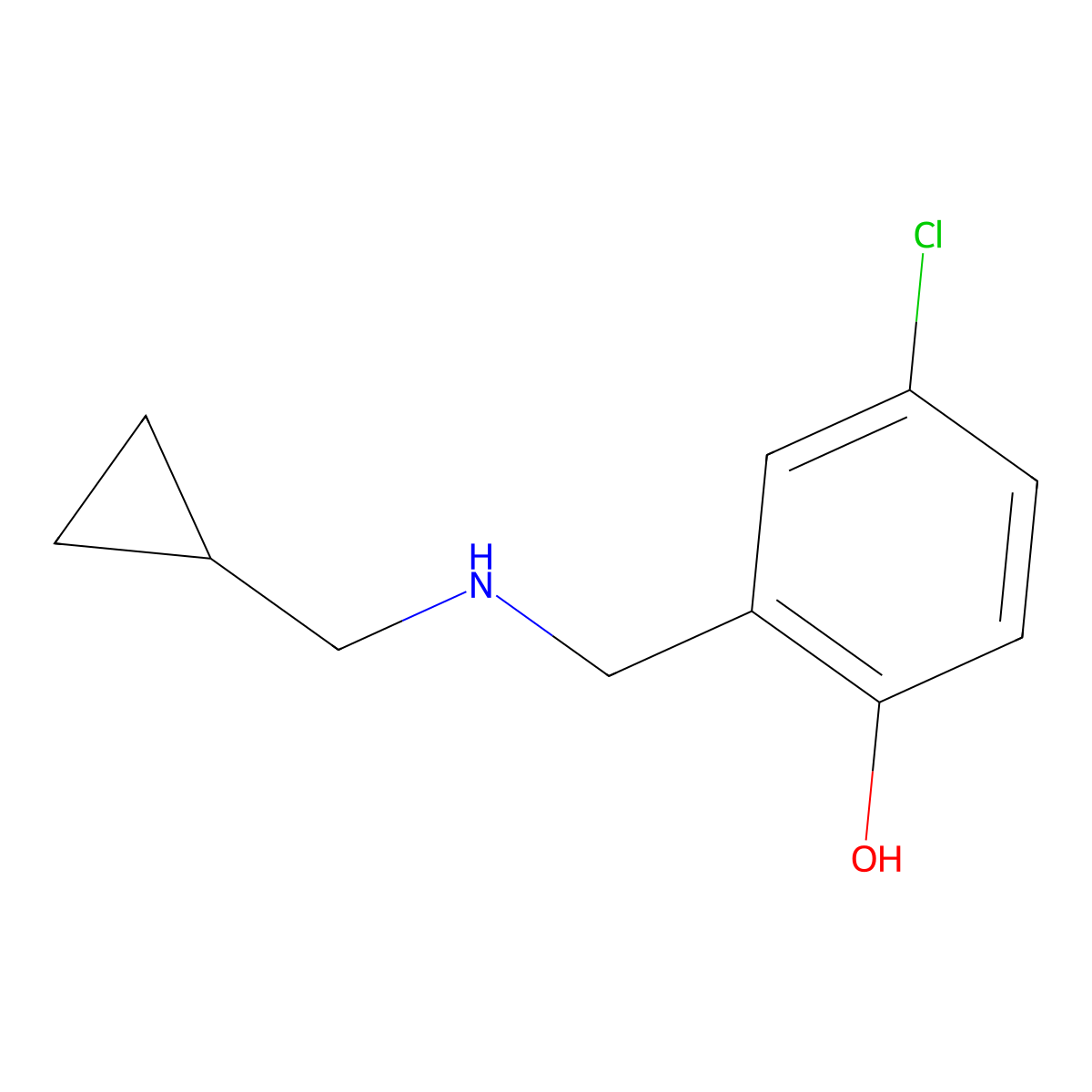 4-Chloro-2-{[(cyclopropylmethyl)amino]methyl}phenol molecular structure, CAS 1019507-73-3