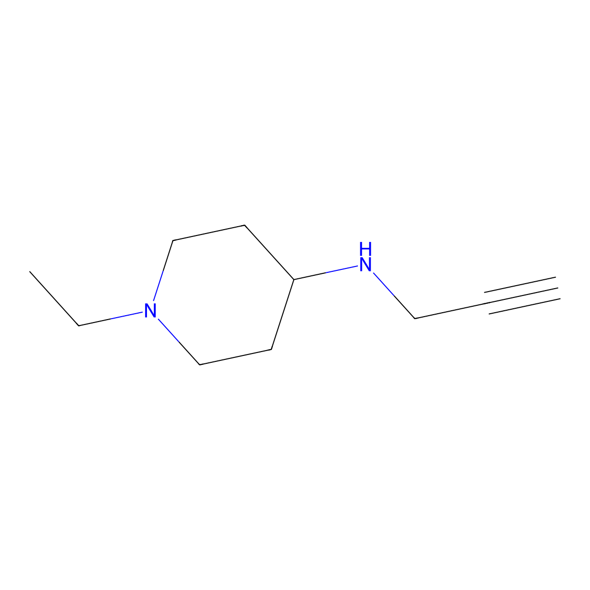 1-ethyl-N-(prop-2-yn-1-yl)piperidin-4-amine molecular structure, CAS 1019508-33-8